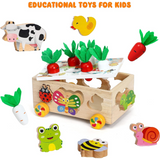 Wooden Vegetable & Animal Tractor With Magnetic Stick
