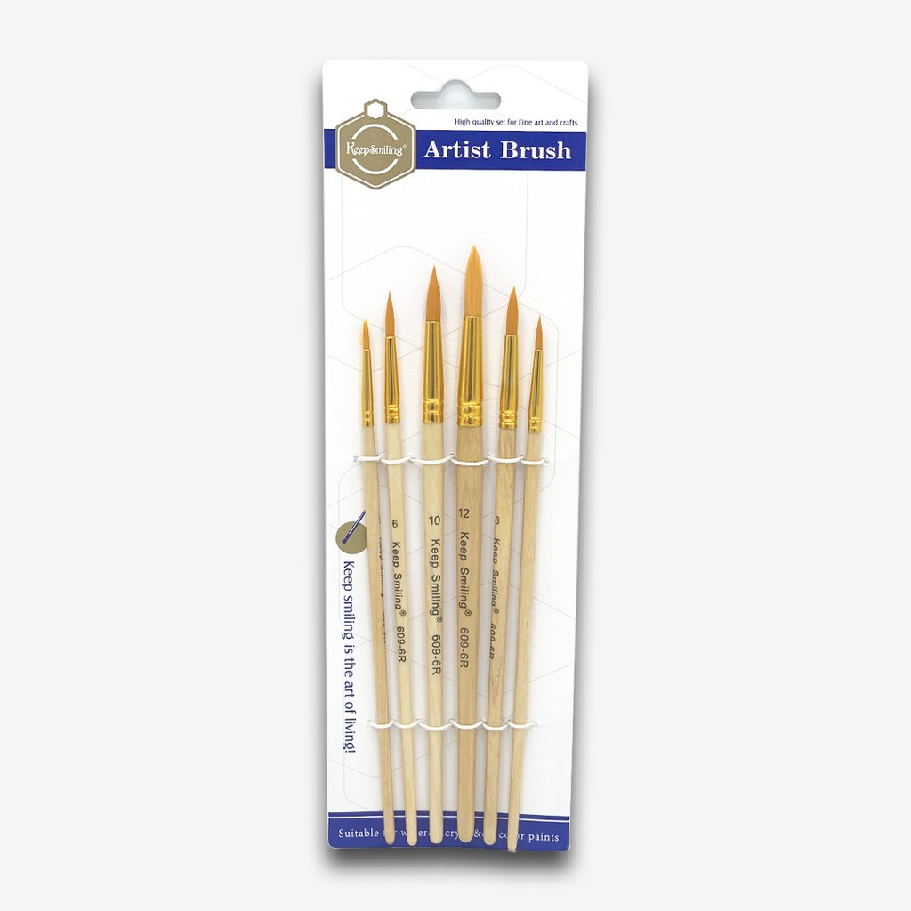 Keep Smiling Round Artist Brush Set Of 6 – thestationerycompany.pk