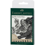 Faber Castell Pitt Artist Black India ink pen Set of 8