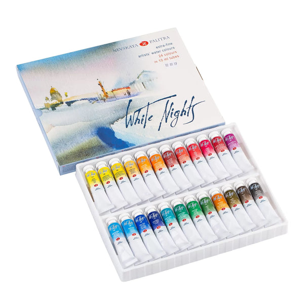 White Nights Watercolor Paints Set Of 24 Tubes – 10ml