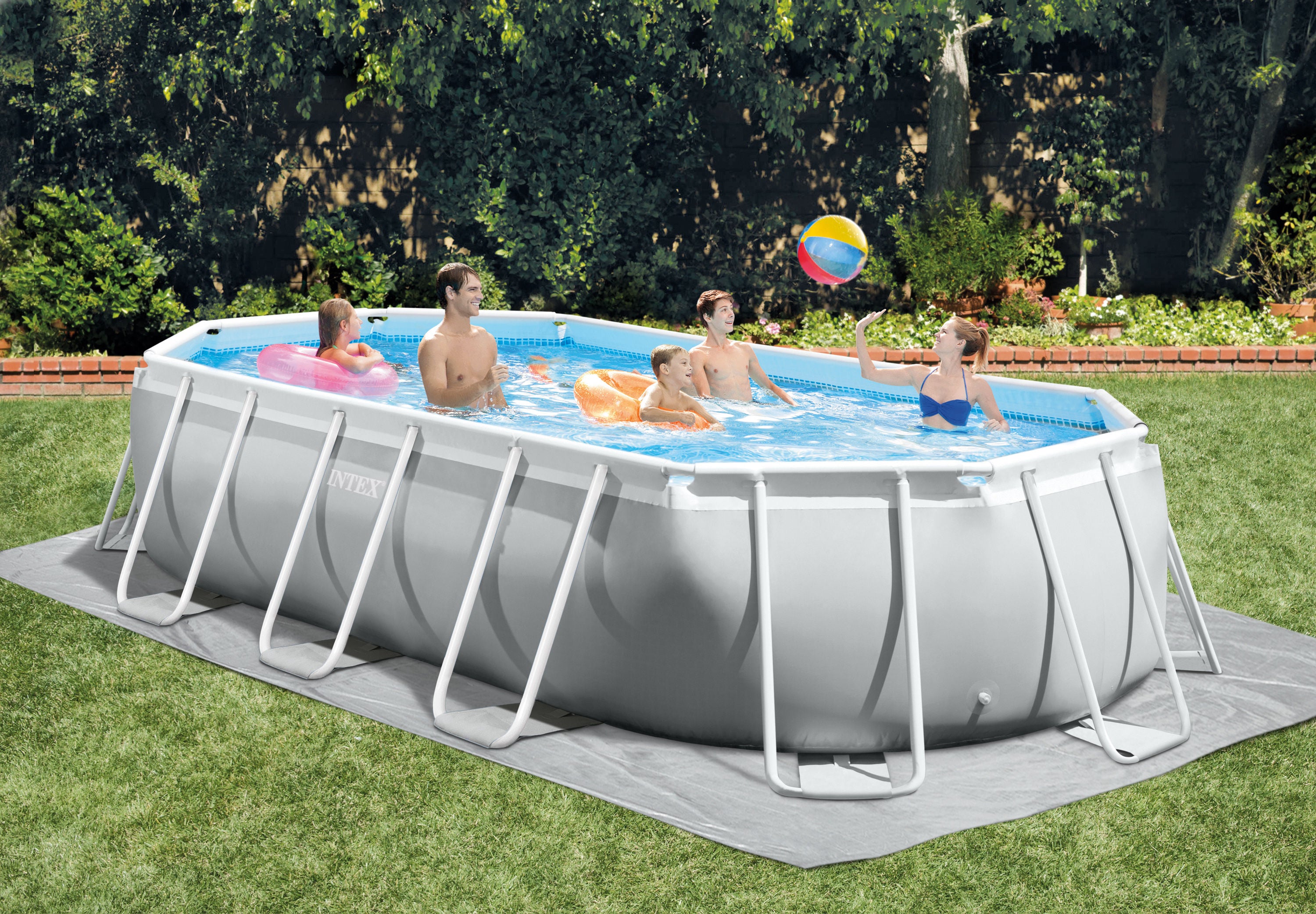 Intex Prism Frame Oval Pool Set 20ft X 10ft X 48" With Pool Cover , Ground Cloth , Ladder & Water Filter Pump