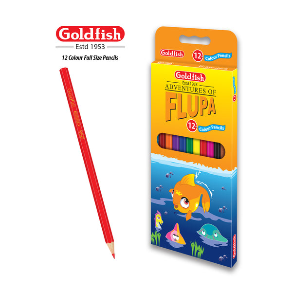 Goldfish Flupa Jumbo 12 Colour Pencils Full Size