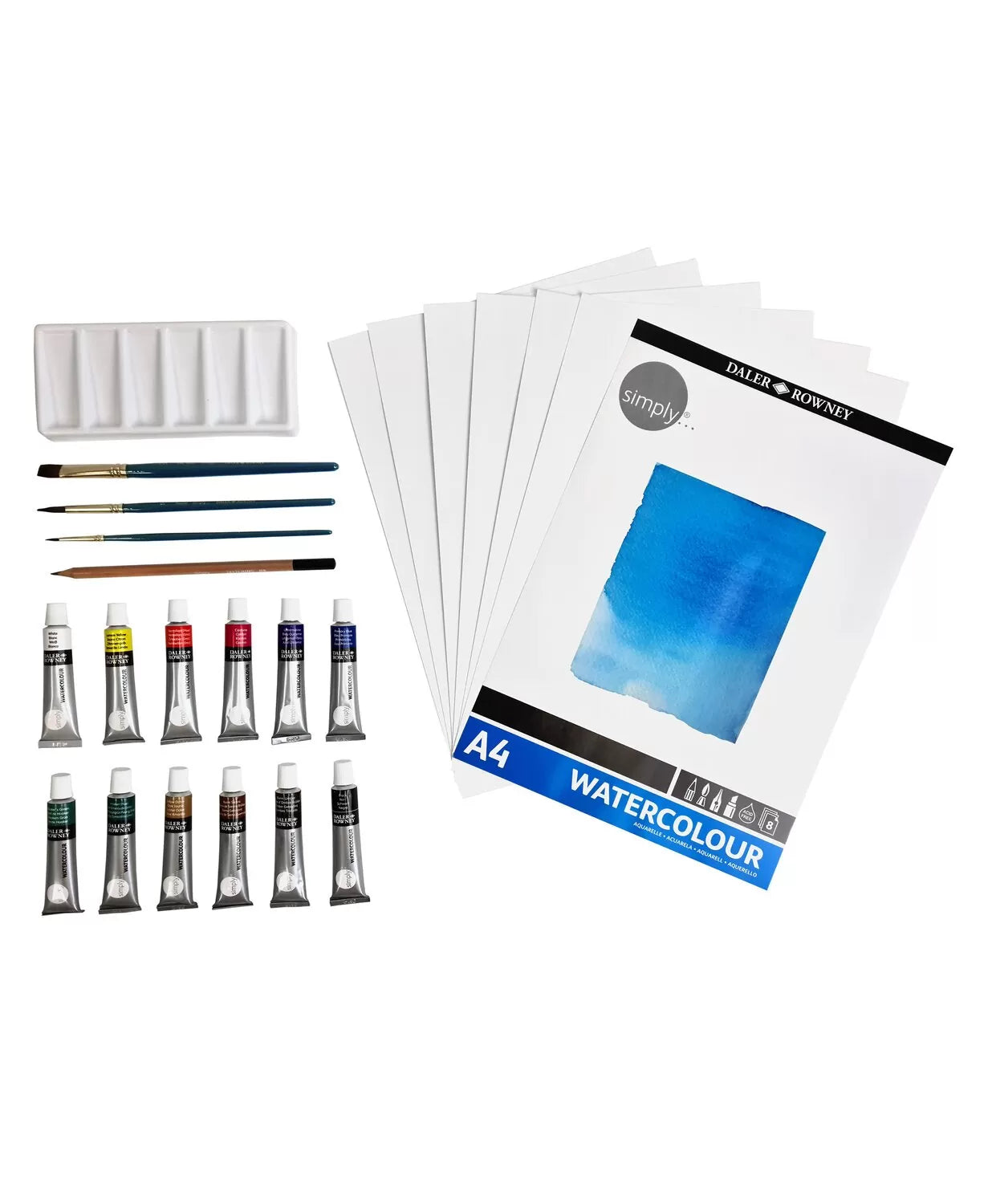 Daler Rowney Aquafine Watercolour Paint 24 Half Pan Set