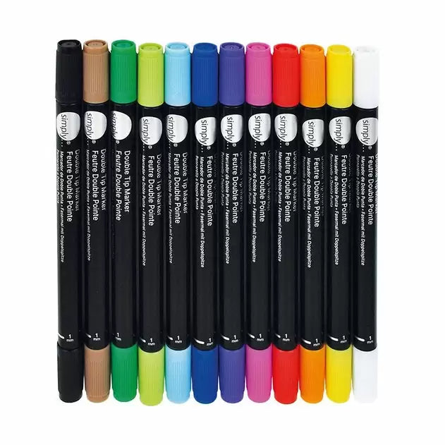 Daler Rowney Simply Double Tip Brush Markers – Set Of 12