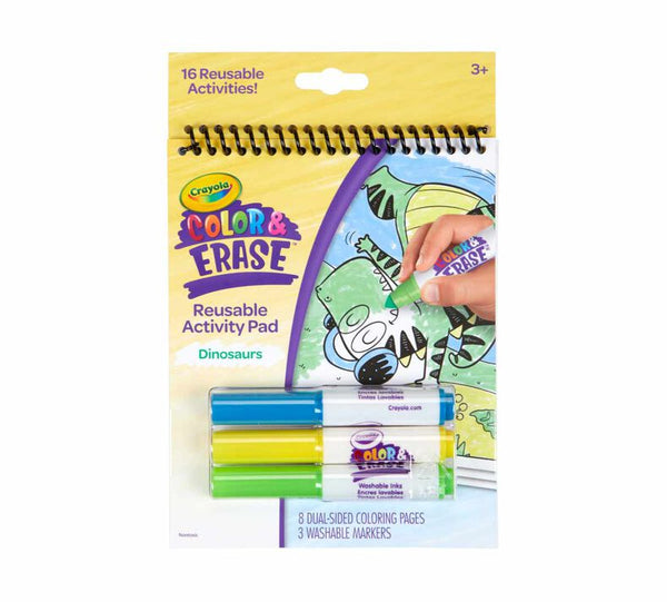 Crayola Dinosaur Color and Erase Reusable Activity Pad with Markers