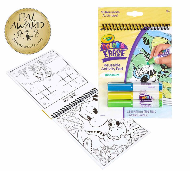 Crayola Dinosaur Color and Erase Reusable Activity Pad with Markers