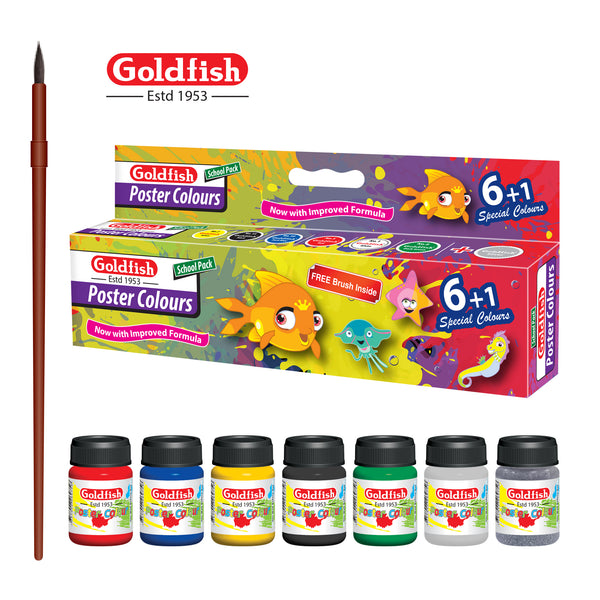 Goldfish Poster Color 15ml Pack of 6 + 1