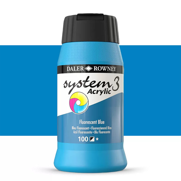 Daler Rowney System3 Acrylic Paint Fluorescent Blue – 500ml
