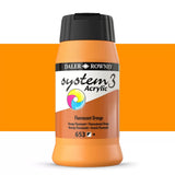 Daler Rowney System3 Acrylic Paint Fluorescent Orange – 500ml