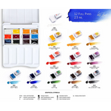 White Nights Artist Watercolor set of 12 Full Pans Botanica Theme Plastic Box
