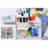 White Nights Artist Watercolor set of 12 Full Pans Urban Landscape ThemePlastic Box