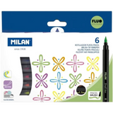 Milan Fluorescent Brush Markers Set Of 6