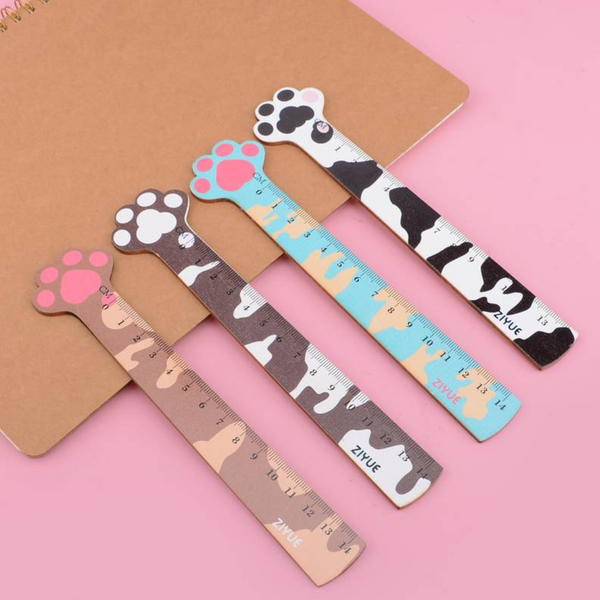 Cute Cat Paws Wooden Ruler