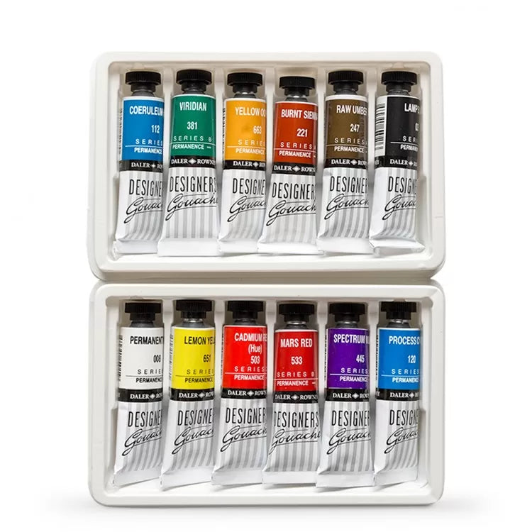 Daler Rowney : Aquafine Gouache : 15ml : Set of 6 - Gouache Sets -  Sketching and Illustration Gifts - Gifts