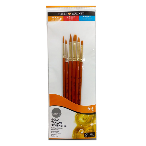 Daler Rowney Simply Gold Taklon Brush Set Of 6 Pcs