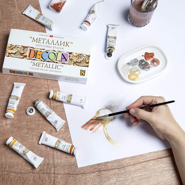 Masterclass Decola Metallic Acrylic Paint Set Of 8x18ml