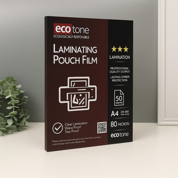 ecotone laminating pouch film packaging on a neutral background