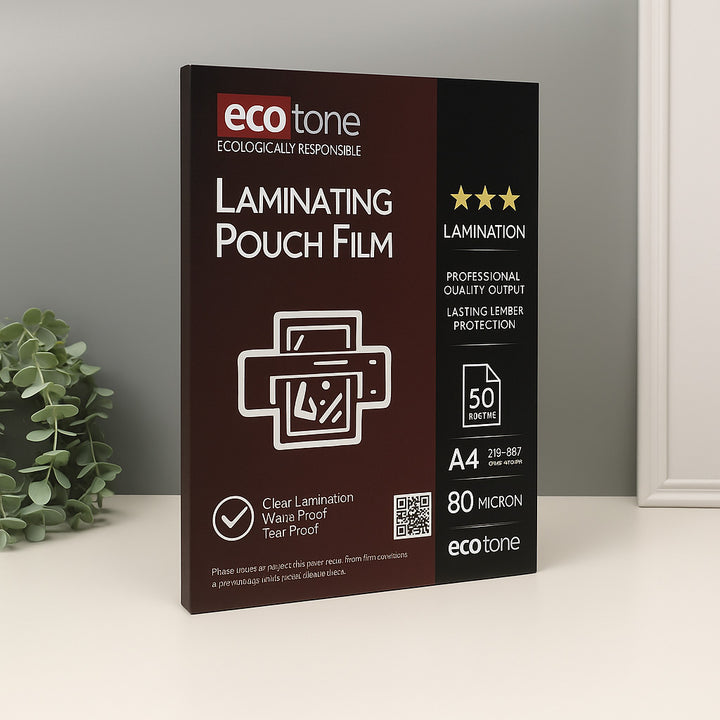 ecotone laminating pouch film packaging on a neutral background