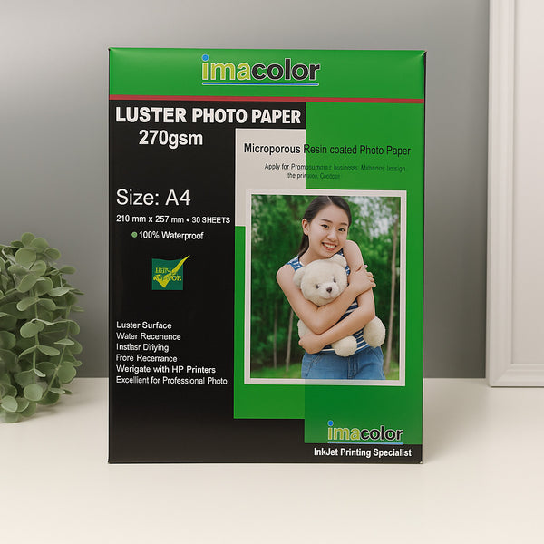IMA A4 Photo Paper 270gm Luster Plastic 20 Sheets