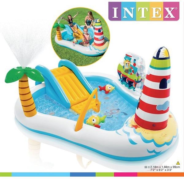 INTEX Fishing Fun Play Center Inflatable Kiddie Pool 218 x 188 x 99 cm