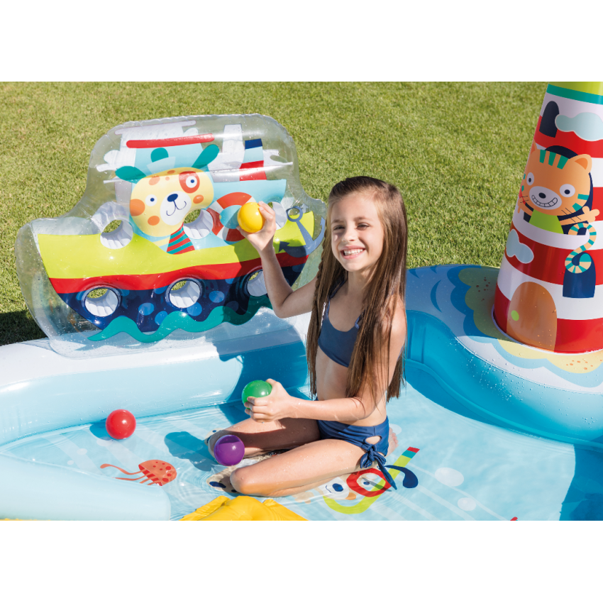 INTEX Fishing Fun Play Center Inflatable Kiddie Pool 218 x 188 x 99 cm