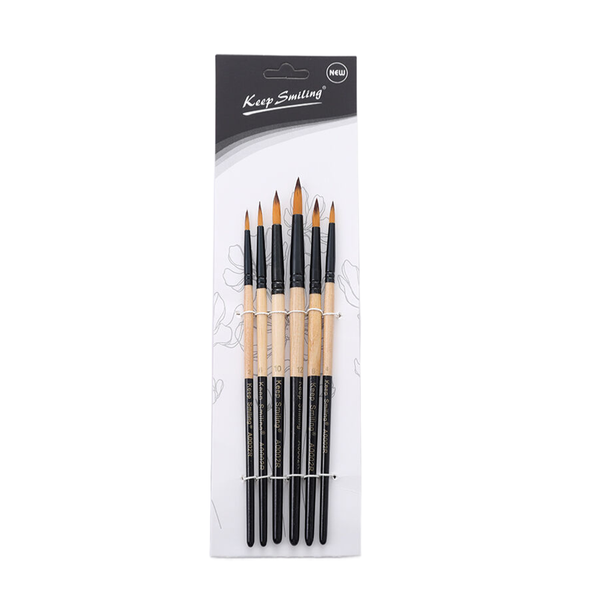 Keep Smiling Round Paint Brush Set of 6