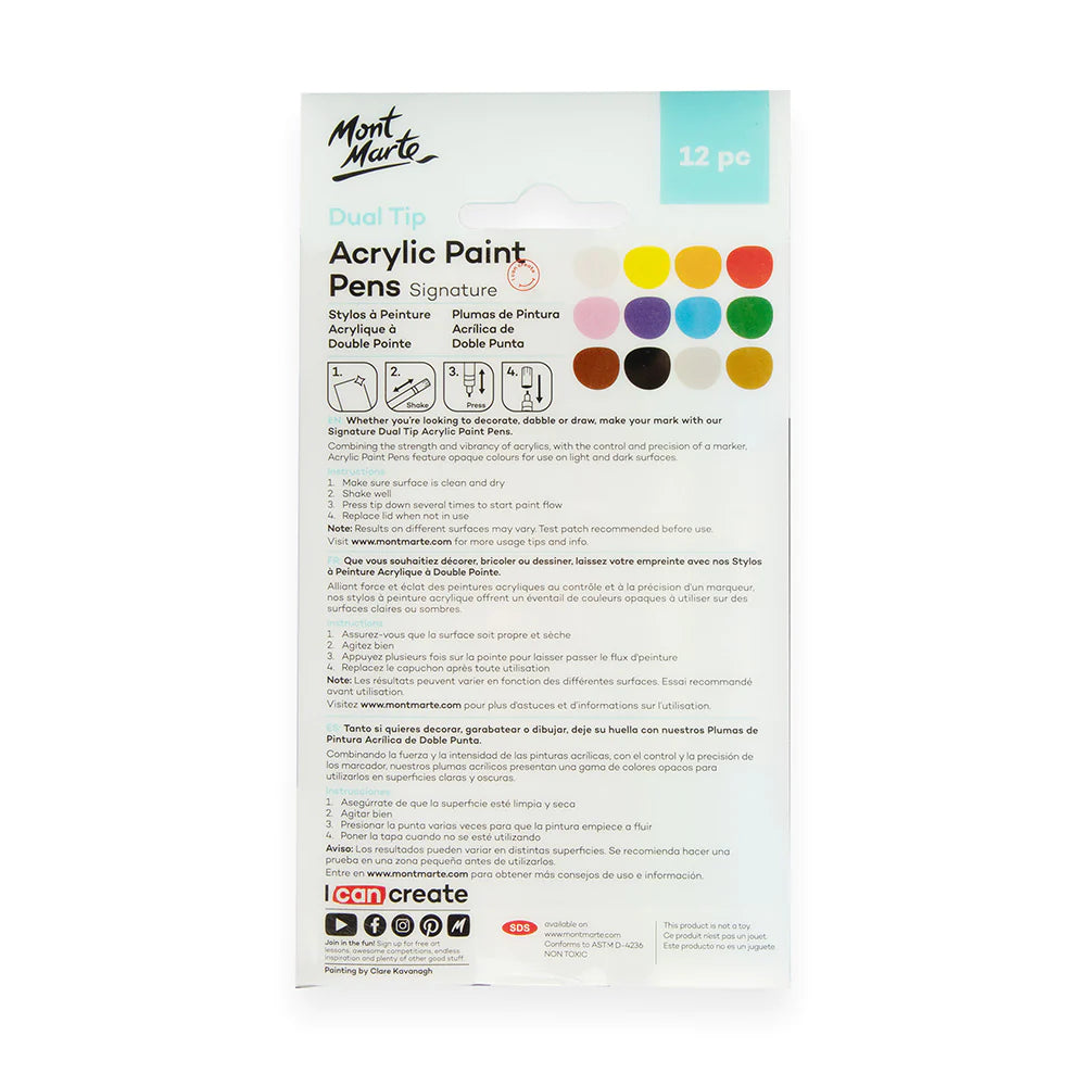 Mont Marte Dual Tip Acrylic Paint Pens Signature 12pc