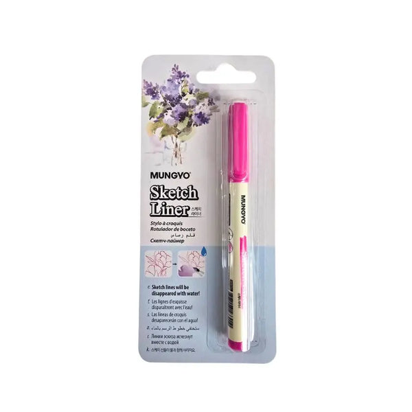 Mungyo Sketch Liner pen with packaging featuring flowers on a white background