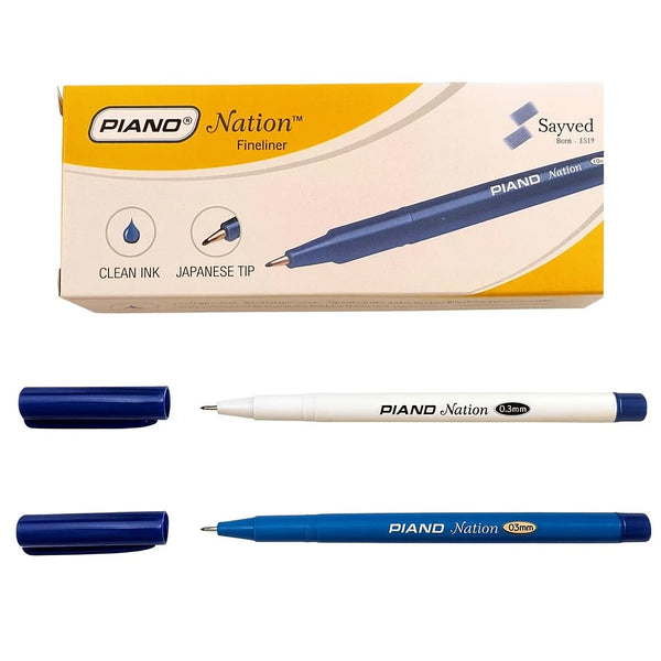 PIANO Fineliner Nation Pen 0.3mm – Blue Pack of 10