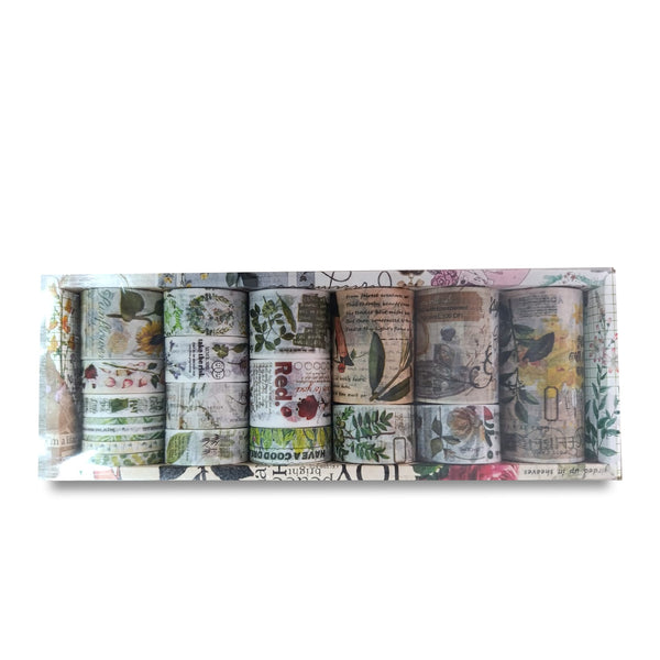 Vintage Washi Tape Decorative Tapes – Plant Style (18 pcs)