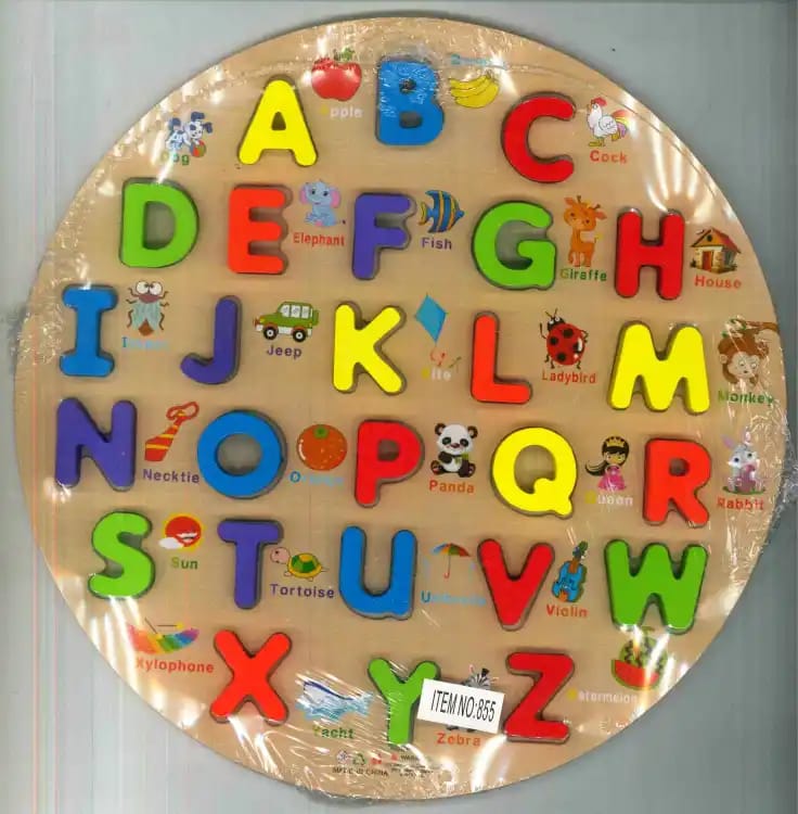 Wooden Alphabets Round Puzzle Board