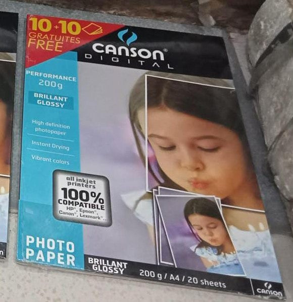 Feuilles Photo A4 Papier Photo Canson Everyday Glossy A4 - 50 Feuilles 200g/m² Brillant Haute Qualité 50 Feuilles Papier Qualité Premium Feuilles Photo A4 Papier Photo Canson Everyday Glossy A4 - 50 Feuilles 200g/m² Brillant Haute Qualité 50 Feuilles Papier Qualité Premium