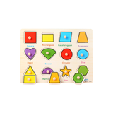 Wooden Shapes Printed Board Learning Toy for Kids