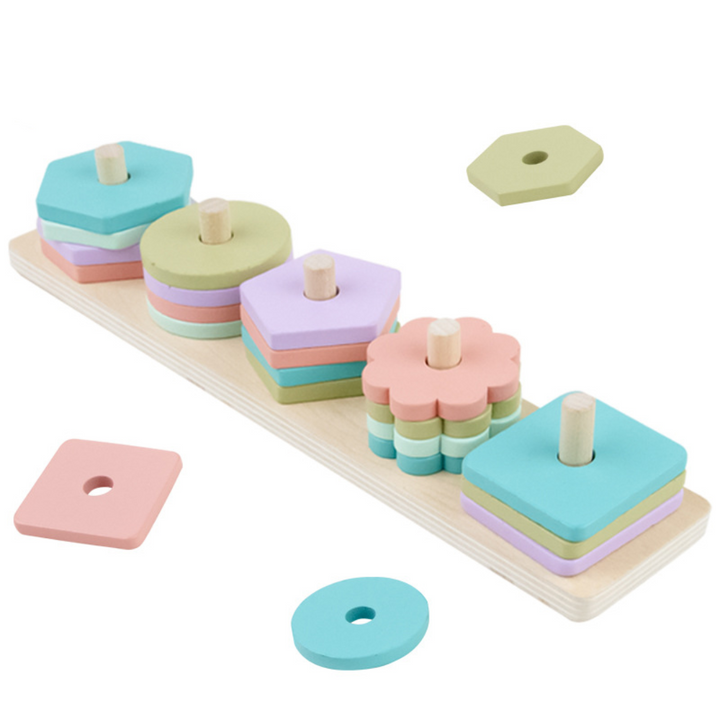 Wooden Shapes Five Column Pastel Color