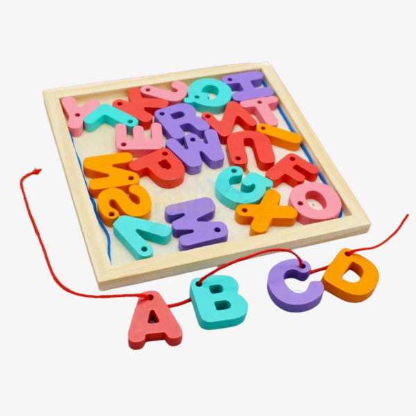 Wooden Capital Letters Lacing Tray