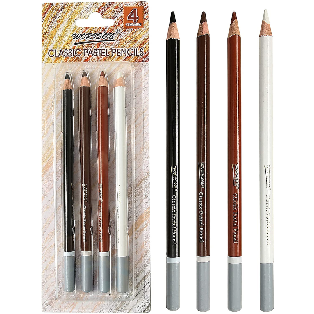 Worison Classic Soft Charcoal Pastel Pencil Set of 4