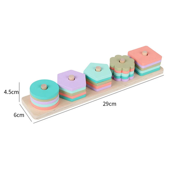 Wooden Shapes Five Column Pastel Color