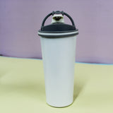 White Travel Mug Metal Flask