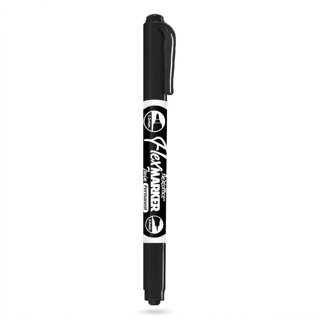 Flexoffice Dual Tip Permanent Marker Black – thestationerycompany.pk