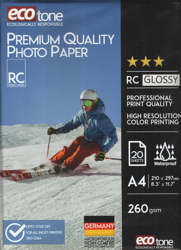 Ecotone A4 Photo Paper 260gm Rc Glossy 20 Sheets