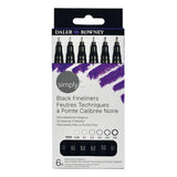Daler Rowney Simply Black Fineliner Pen Set of 6