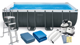 INTEX Ultra XTR Frame Rectangular Pool Set (18ft x 9ft x52" ) With Sand Filter Pump , Ladder, Pool Cover Ground Cloth