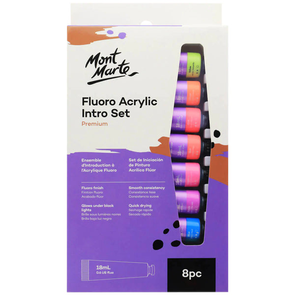 Mont Marte Fluro Acrylic Paint Intro Set Of 8 Piece