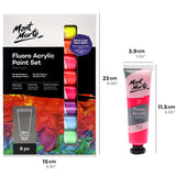 Mont Marte Fluoro Acrylic Paint Premium 36 ml Tubes Set Of 8
