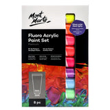 Mont Marte Fluoro Acrylic Paint Premium 36 ml Tubes Set Of 8