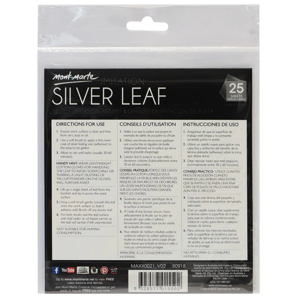 Mont Marte Silver Leaf Pack Of 25