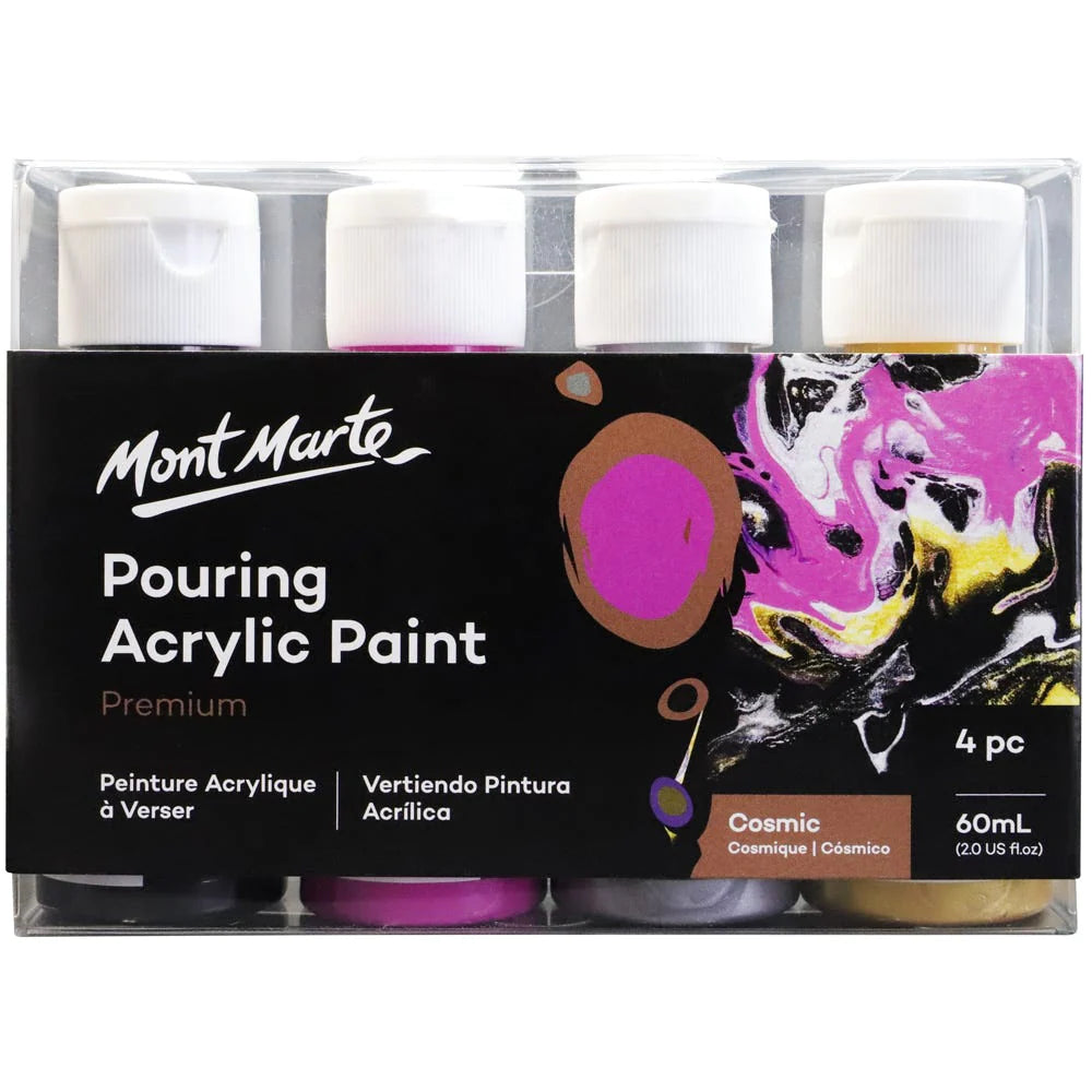 Mont Marte Premium Pouring Acrylic Paint 60ml Set Of 4 Cosmic