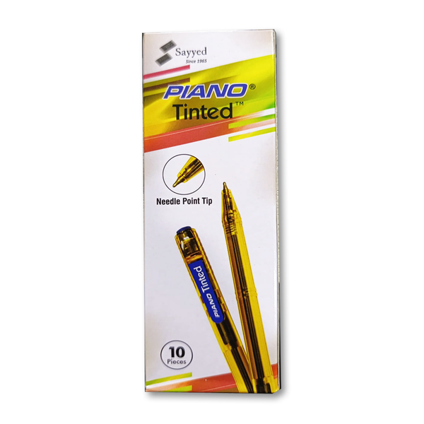 Piano Tinted Needle Point Tip Ball Pens Pack of 10
