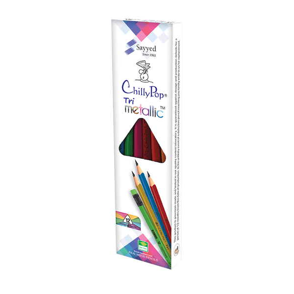 Piano Chilly Pop Tri Mettalic Pencils With Eraser Pack of 12