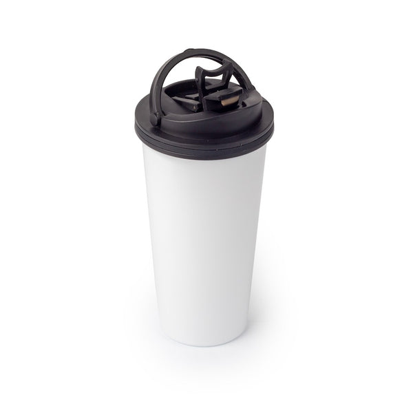 White Travel Mug Metal Flask